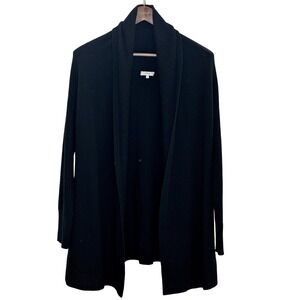 Vince Wool Cashmere Longline Shawl Collar Open-Front Sweater Coat Black Womens M
